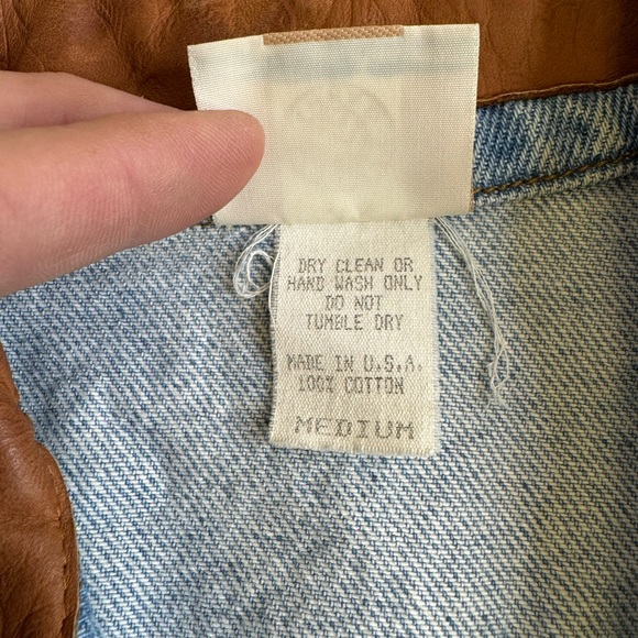 Vintage Streets Ahead Denim Jean Leather Vest Size M 100% Cotton Western Pins - Picture 5 of 15